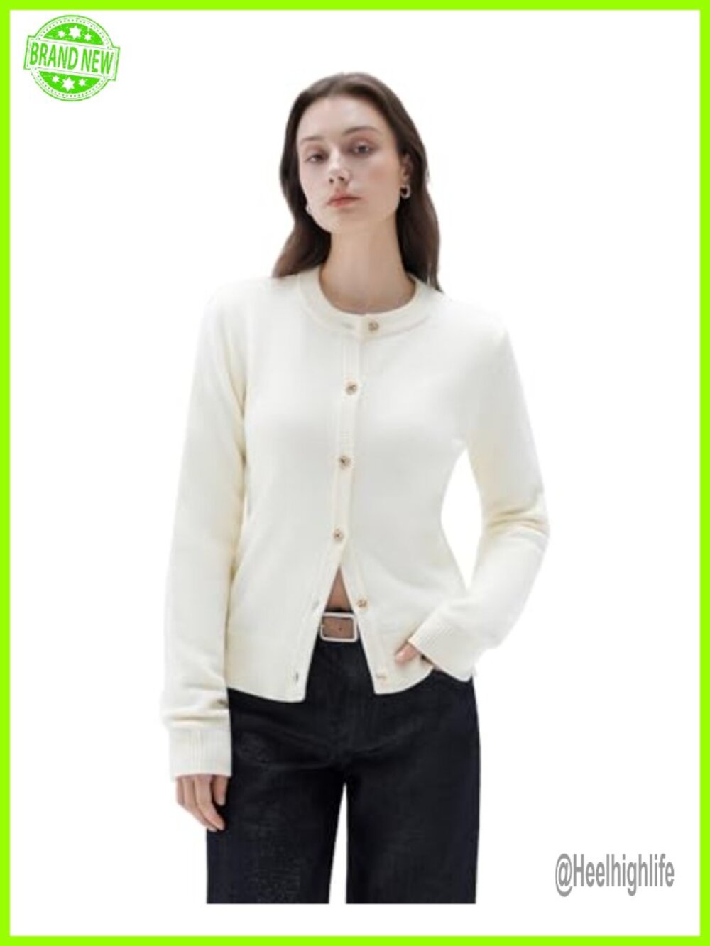 Cashmere Chunky Cardigan Button Up Knit Long Sleeve Sweater